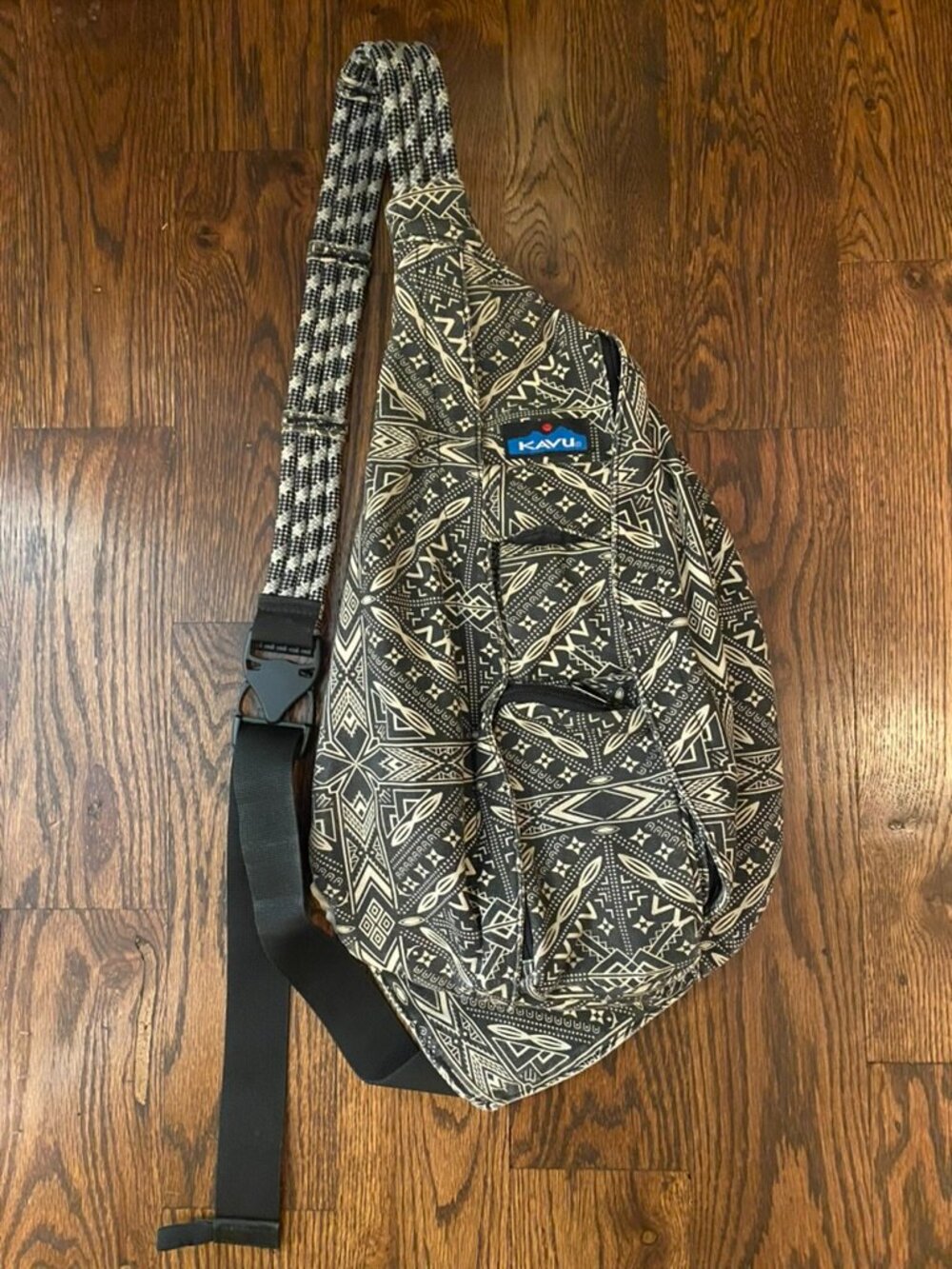 KAVU Classic Rope Shoulder Sling Bag Geometric Black White One Of A Kind